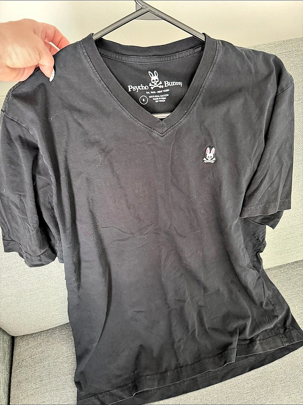 Psycho Bunny Classic V-Neck T-Shirt Black Tee